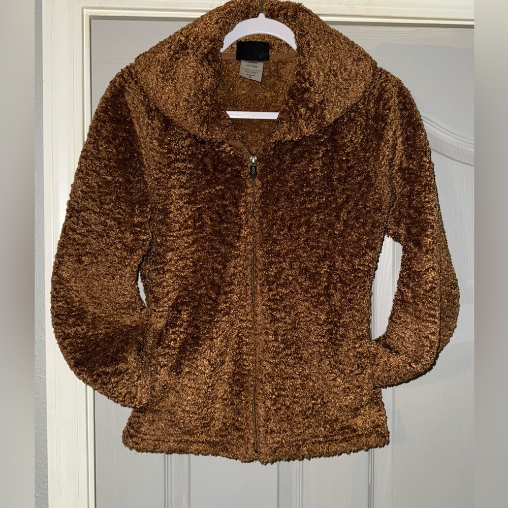 Patagonia Synchilla Fleece Curly-Q Jacket Brown Furry Zip Shawl size Medium